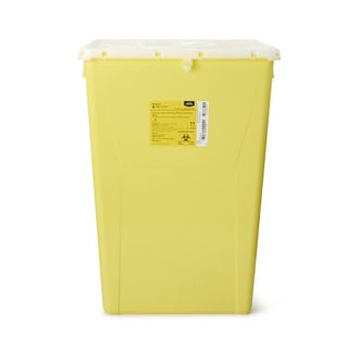 McKesson Prevent - Chemotherapy Waste Container 24-3/5 H X 17-3/10 W X 13 L Inch 18 Gallon Yellow Base / White Lid Vertical Entry Rotating Lid - 2260