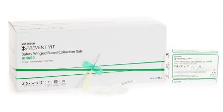 McKesson Prevent - Blood Collection Set 21 Gauge 3/4 Inch Needle Length Safety Needle 12 Inch Tubing Sterile - 2193
