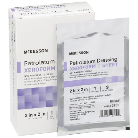 McKesson - Xeroform Petrolatum Impregnated Dressing 2 X 2 Inch Gauze Bismuth Tribromophenate (Xeroform) Sterile - 2202