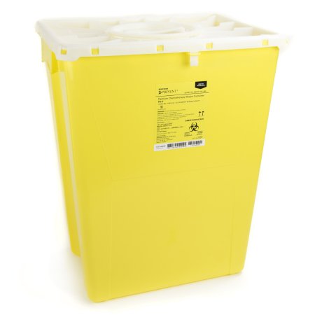 McKesson Prevent - Chemotherapy Waste Container 20-4/5 H X 17-3/10 W X 13 L Inch 12 Gallon Yellow Base / White Lid Vertical Entry Rotating Lid - 2259