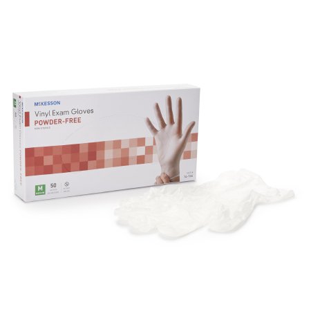 McKesson Confiderm - Exam Glove Medium NonSterile Vinyl Standard Cuff Length Smooth Clear Not Chemo Approved - 14-166