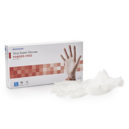 McKesson Confiderm - Exam Glove Large NonSterile Vinyl Standard Cuff Length Smooth Clear Not Chemo Approved - 14-168