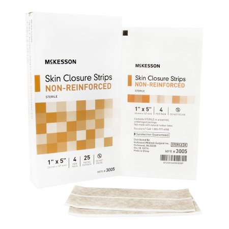 McKesson - Skin Closure Strip 1 X 5 Inch Nonwoven Material Flexible Strip Tan - 3005