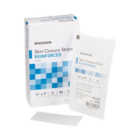 McKesson - Skin Closure Strip 1/8 X 3 Inch Nonwoven Material Reinforced Strip White - 3006