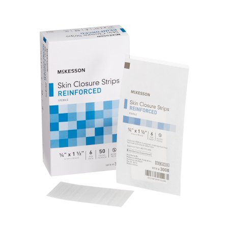 McKesson - Skin Closure Strip 1/4 X 1-1/2 Inch Nonwoven Material Reinforced Strip White - 3008