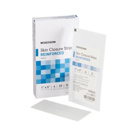 McKesson - Skin Closure Strip 1 X 5 Inch Nonwoven Material Reinforced Strip White - 3011
