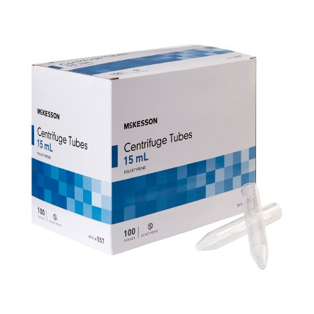 McKesson - Centrifuge Tube Conical Bottom Plain 15 mL Without Color Coding Without Closure Polystyrene Tube - 557