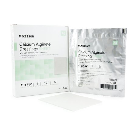McKesson - Silver Alginate Dressing 4 X 4-3/4 Inch Rectangle Sterile - 3558