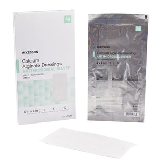 McKesson - Silver Alginate Dressing 4 X 8 Inch Rectangle Sterile - 3559