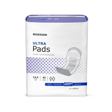 McKesson Ultra - Bladder Control Pad 14-1/2 Inch Length Heavy Absorbency Polymer Core One Size Fits Most Adult Unisex Disposable - PADHV