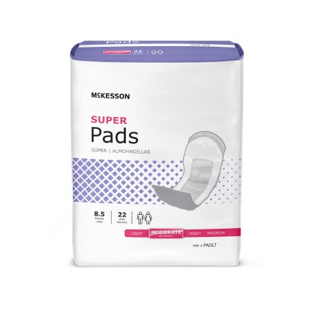 McKesson Super - Bladder Control Pad 8-1/2 Inch Length Moderate Absorbency Polymer Core One Size Fits Most Adult Unisex Disposable - PADLT