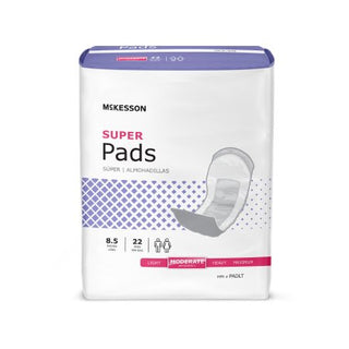 McKesson Super - Bladder Control Pad 8-1/2 Inch Length Moderate Absorbency Polymer Core One Size Fits Most Adult Unisex Disposable - PADLT