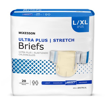 McKesson Ultra Plus Stretch - Unisex Adult Incontinence Brief Large / X-Large Disposable Heavy Absorbency - BRSTRLXL