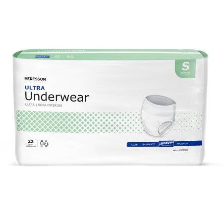 McKesson Ultra - Unisex Adult Absorbent Underwear Pull On with Tear Away Seams Small Disposable Heavy Absorbency - UWBSM