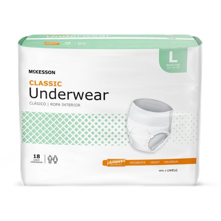 McKesson Classic - Unisex Adult Absorbent Underwear Pull On with Tear Away Seams Large Disposable Light Absorbency - UWELG