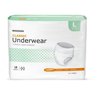 McKesson Classic - Unisex Adult Absorbent Underwear Pull On with Tear Away Seams Large Disposable Light Absorbency - UWELG