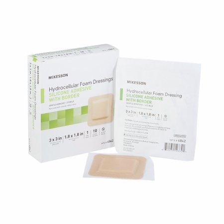 McKesson - Silicone Foam Dressing 3 X 3 Inch Square Silicone Adhesive with Border Sterile - 4842
