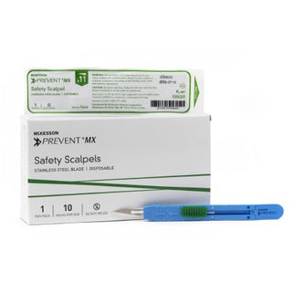 McKesson Prevent MX - Safety Scalpel No. 11 Stainless Steel / Plastic Sensory Grip Handle Sterile Disposable - 1644