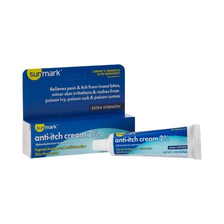 sunmark - Itch Relief 2% - 0.1% Strength Cream 1 oz. Tube - 49348085472