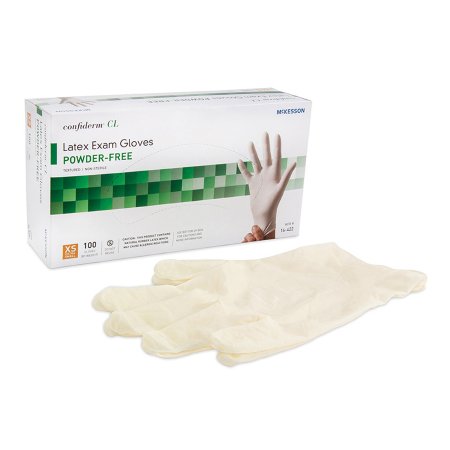 McKesson Confiderm CL - Exam Glove X-Small NonSterile Latex Standard Cuff Length Textured Fingertips Ivory Not Chemo Approved - 14-422