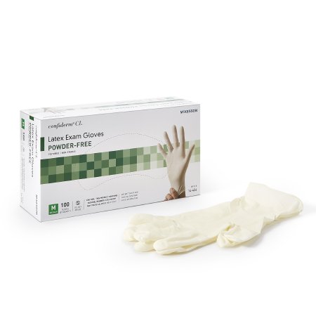 McKesson Confiderm - Exam Glove Medium NonSterile Latex Standard Cuff Length Textured Fingertips Ivory Not Chemo Approved - 14-426