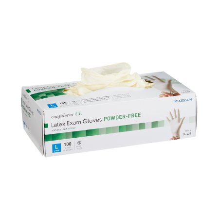 McKesson Confiderm - Exam Glove Large NonSterile Latex Standard Cuff Length Textured Fingertips Ivory Not Chemo Approved - 14-428