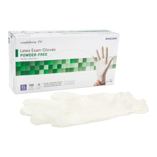 McKesson Confiderm - Exam Glove X-Large NonSterile Latex Standard Cuff Length Textured Ivory Not Chemo Approved - 14-1384