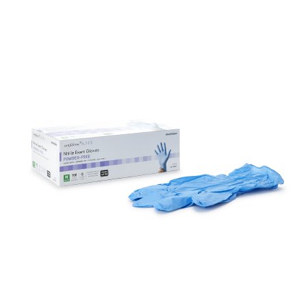 McKesson Confiderm 6.5CX - Exam Glove Medium NonSterile Nitrile Extended Cuff Length Textured Fingertips Blue Chemo Tested - 14-676C