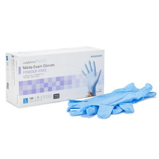 McKesson Confiderm 6.5CX - Exam Glove Large NonSterile Nitrile Extended Cuff Length Textured Fingertips Blue Chemo Tested - 14-678C