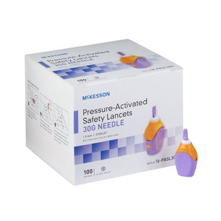 McKesson - Lancet Safety Lancet Needle 1.5 mm Depth 30 Gauge Push Button Activation - 16-PASL30G