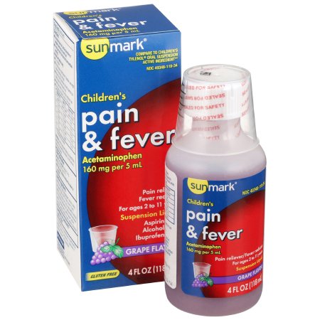 sunmark - Children's Pain Relief 160 mg / 5 mL Strength Acetaminophen Oral Suspension 4 oz. - 49348011934