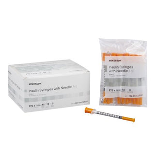 McKesson - Insulin Syringe with Needle 1 mL 27 Gauge 1/2 Inch Ultra Thin Wall NonSafety - 102-SN1C2705P