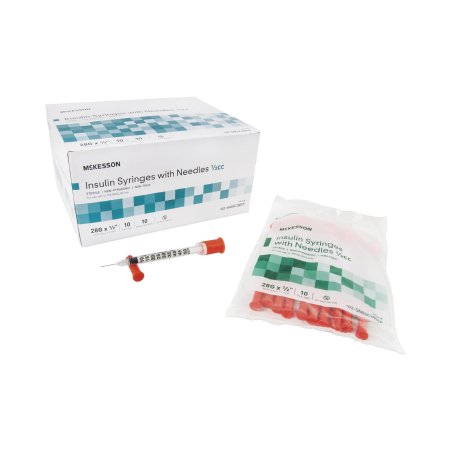 McKesson - Insulin Syringe with Needle 0.5 mL 28 Gauge 1/2 Inch Ultra Thin Wall NonSafety - 102-SN05C2805P