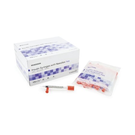 McKesson - Insulin Syringe with Needle 0.5 mL 31 Gauge 5/16 Inch Ultra Thin Wall NonSafety - 102-SN05C31516P