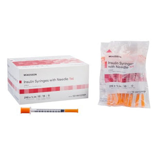 McKesson - Insulin Syringe with Needle 1 mL 29 Gauge 1/2 Inch Ultra Thin Wall NonSafety - 102-SN1C2905P