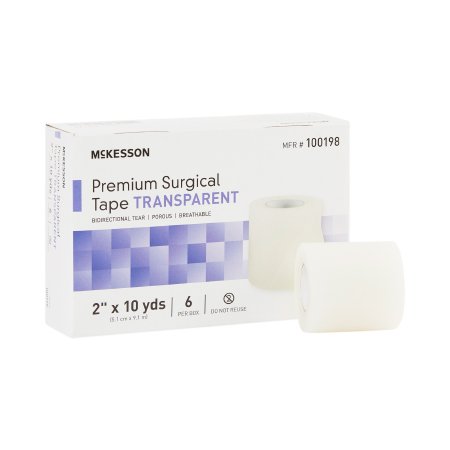 McKesson - Medical Tape Water Resistant Plastic 2 Inch X 10 Yard Transparent NonSterile - 100198