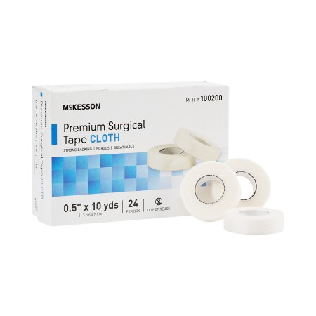 McKesson - Medical Tape High Adhesion Silk-Like Cloth 1/2 Inch X 10 Yard White NonSterile - 100200