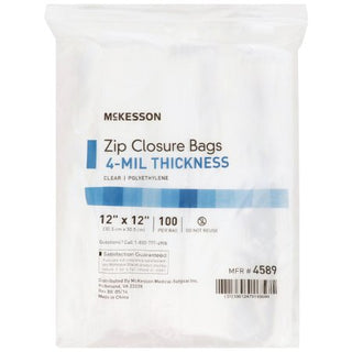 McKesson - Reclosable Bag 12 X 12 Inch Polyethylene Clear Zipper Closure - 4589
