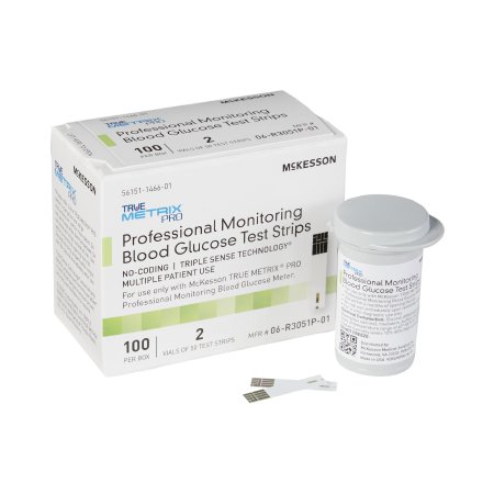McKesson TRUE METRIX PRO - Blood Glucose Test Strips 100 Strips per Box For Professional Monitoring Blood Glucose Meter - 06-R3051P-01