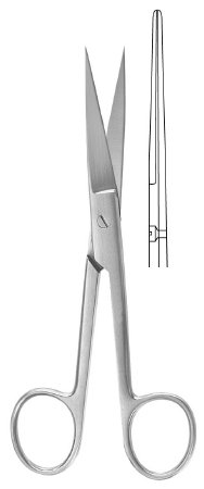 McKesson Argent - Operating Scissors 5 Inch Length Surgical Grade Stainless Steel Finger Ring Handle Straight Sharp Tip / Sharp Tip - 43-1-274