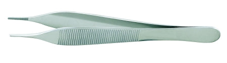 McKesson Argent - Dressing Forceps Hudson-Ewald 4-3/4 Inch Length Surgical Grade Stainless Steel NonSterile NonLocking Thumb Handle Straight Serrated Tips - 43-1-769