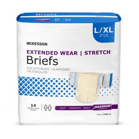 McKesson Extended Wear - Unisex Adult Incontinence Brief Large / X-Large Disposable Heavy Absorbency - ONBLXL