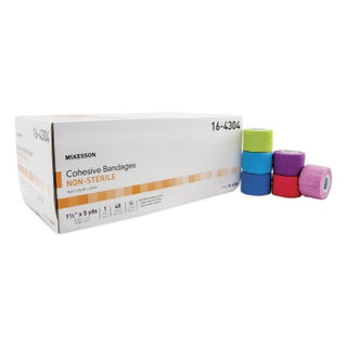 McKesson - Cohesive Bandage 1-1/2 Inch X 5 Yard Standard Compression Self-adherent Closure Purple / Pink / Green / Light Blue / Royal Blue / Red NonSterile - 16-4304