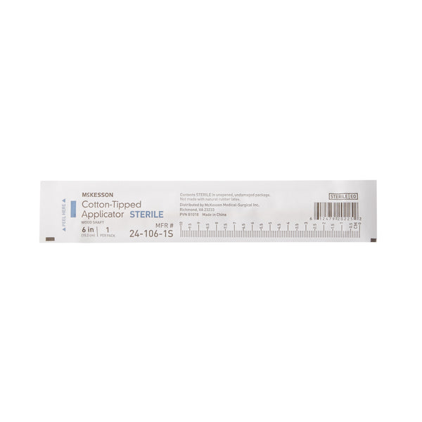 Mckesson Swabstick McKesson Cotton Tip Wood Shaft 6 Inch Length Sterile 1 per Pack -24-106-1S