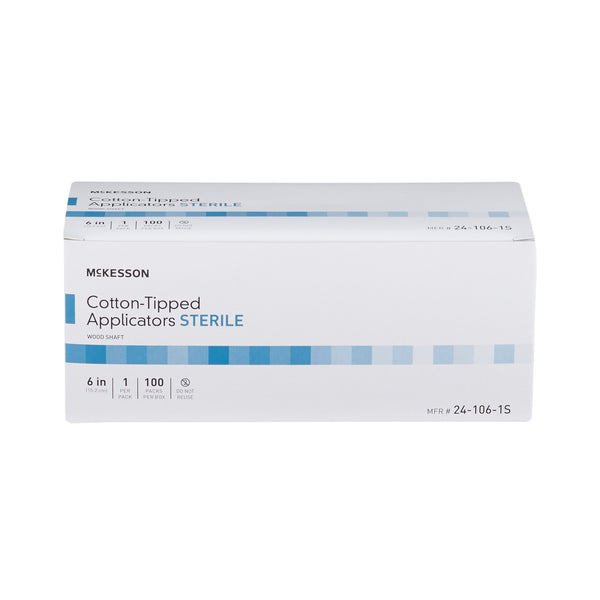 Mckesson Swabstick McKesson Cotton Tip Wood Shaft 6 Inch Length Sterile 1 per Pack -24-106-1S