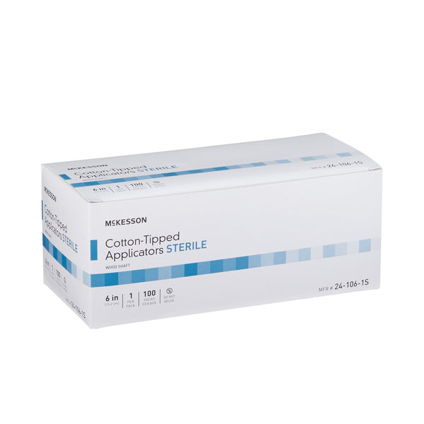 Mckesson Swabstick McKesson Cotton Tip Wood Shaft 6 Inch Length Sterile 1 per Pack -24-106-1S