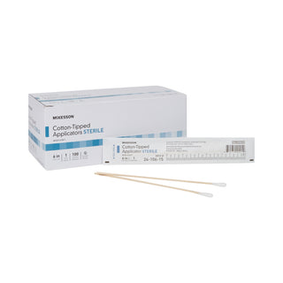 Mckesson Swabstick McKesson Cotton Tip Wood Shaft 6 Inch Length Sterile 1 per Pack -24-106-1S