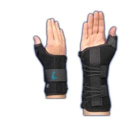 Ryno Lacer - Wrist Brace with Thumb Spica Low Profile Polypropylene / Suede Right Hand Black Small - 223892
