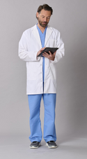 Medline Perform Men's 6-Pocket Staff-Length Lab Coats - 1420WHTL