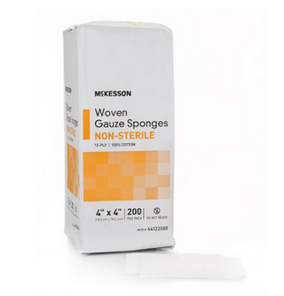 Mckesson Gauze Sponge 4 X 4 Inch 12-Ply NonSterile - 44122000